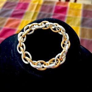 Tortoise Chunky Chain Gold & Silver Tone Stretch Bracelet.